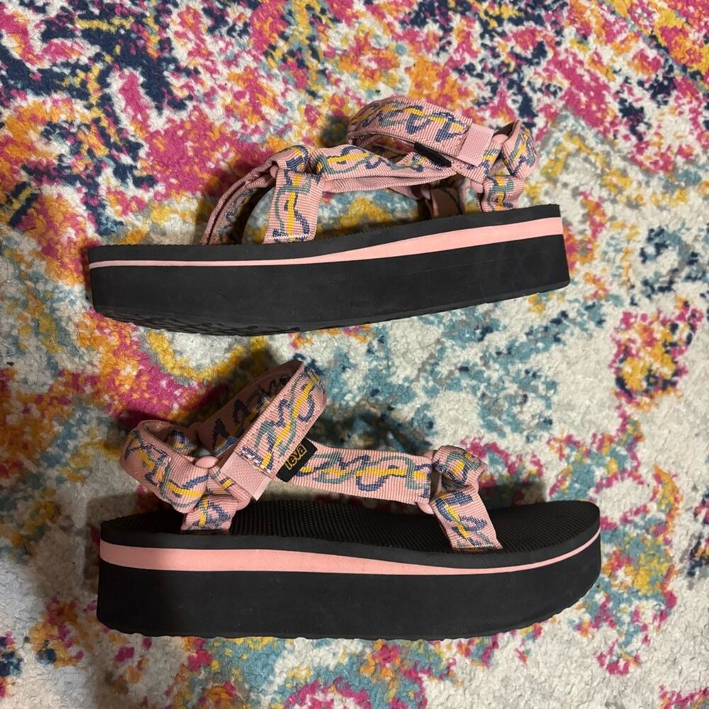 Teva Pink and Black Platform Sandals